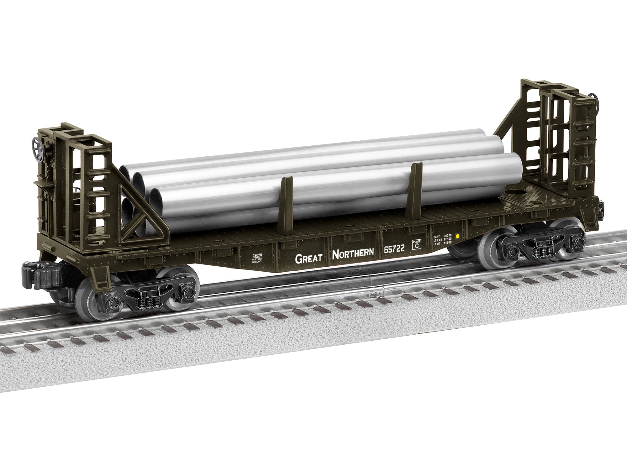 Lionel # 2428020 Great Northern Flatcar w Bulkheads