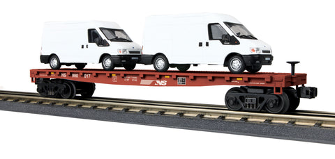 MTH # 30-76675 Norfolk Southern Flat Car w/(2) Ford Transit Van