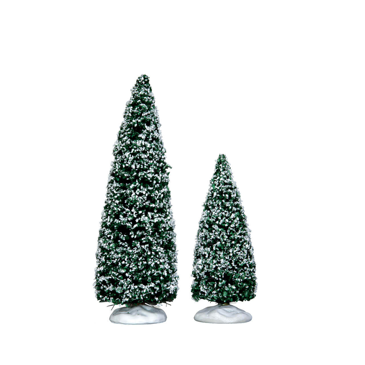 Lemax # 34665 Snowy Juniper Tree Medium & Small Set Of 2
