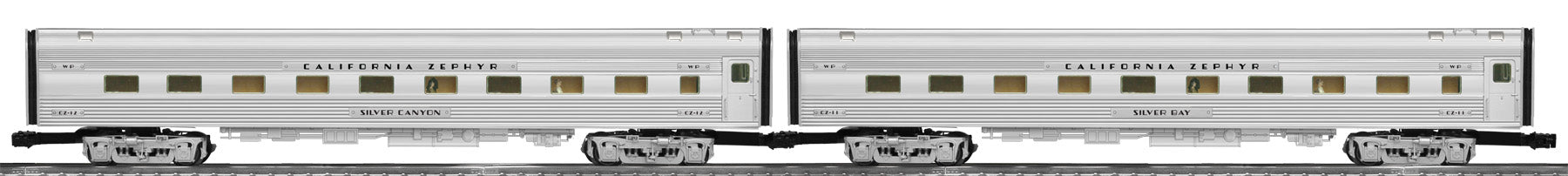 Lionel # 25727 Western Pacific "California Zephyr" 18" Aluminum Passenger Car 2 Pack