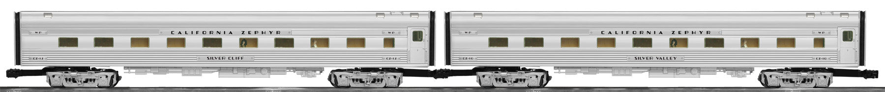 Lionel # 25731 Burlington "California Zephyr" 18" Aluminum Passenger Car 2-Pack