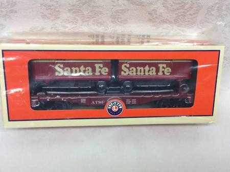 Lionel # 81660 ATSF FlatCar With Piggyback Trailers #92570