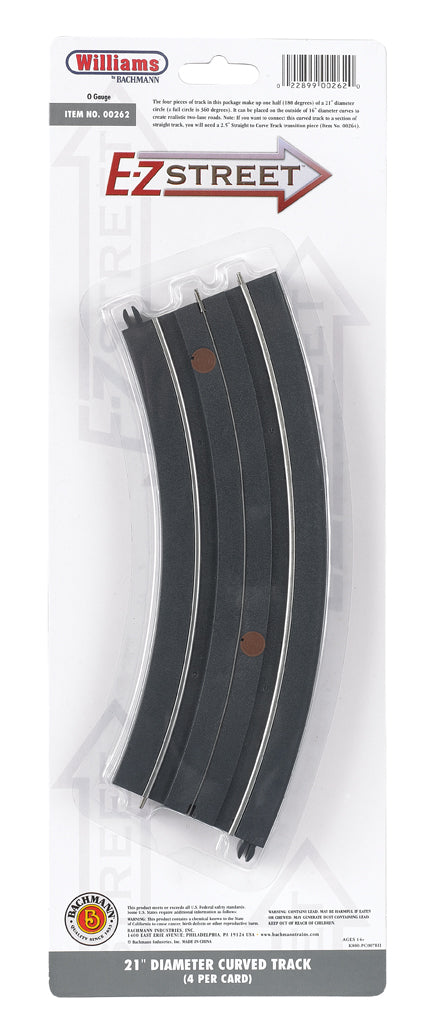 Williams/Bachmann #00262 E-Z Street 21" Diameter Curve Track/ 4Pack