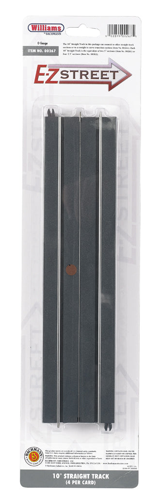 Williams/Bachmann # 00267 E-Z Street 10" Straight Track/4Pack