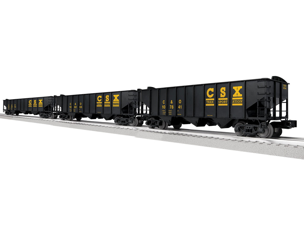 Lionel # 2542225 CSX 3-Bay Hopper w/ Peaked Ends Pack B