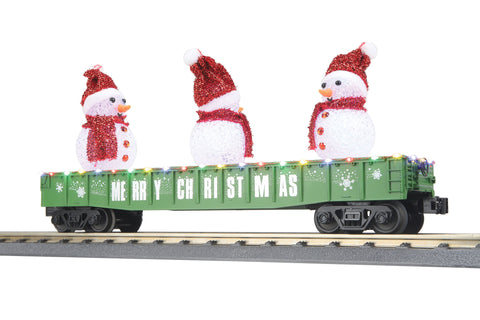 MTH # 30-72211 Christmas (Green) Gondola Car W/ LED Lights & Lighted Snowmen