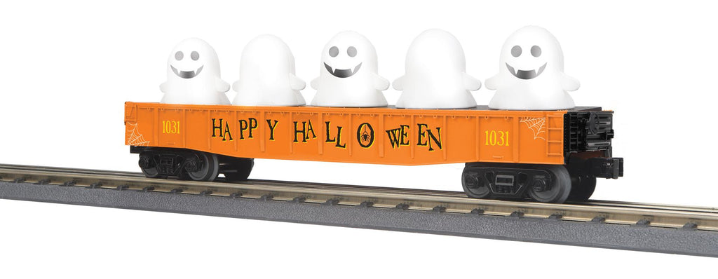 MTH # 30-72227 Halloween (Orange) Gondola Car W/Flickering Lighted Ghosts