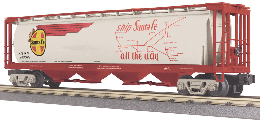 MTH # 30-75165 Santa Fe 4-Bay Cylindrical Hopper Car
