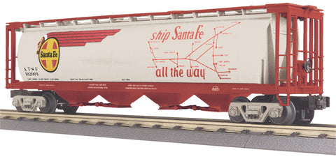 MTH # 30-75165 Santa Fe 4-Bay Cylindrical Hopper Car