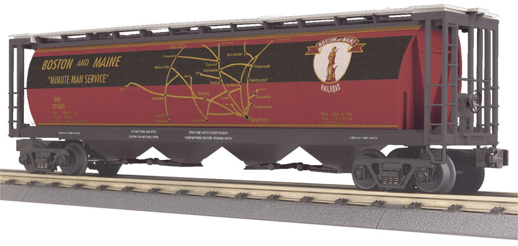 MTH # 30-75201 Boston & Maine 4-Bay Cylindrical Hopper Car