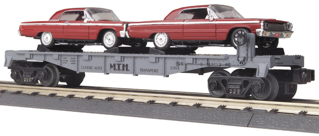 MTH # 30-76013 Auto Transportation Flat Car w/2 Ertl 1964 Impala SS