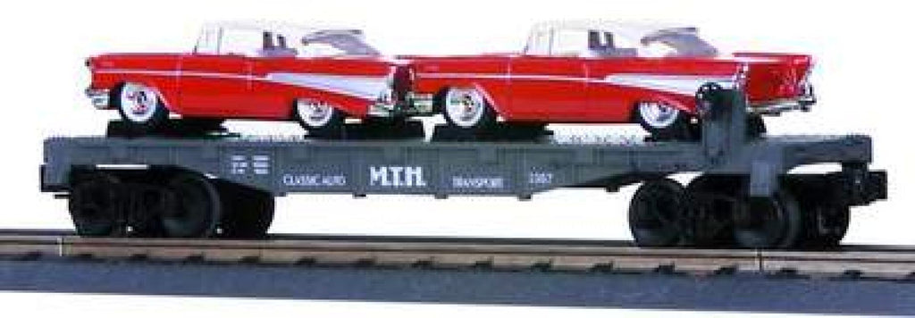 MTH # 30-7610 MTH LINES W/ERTL 57 Chevy's Semi Scale Flat Car