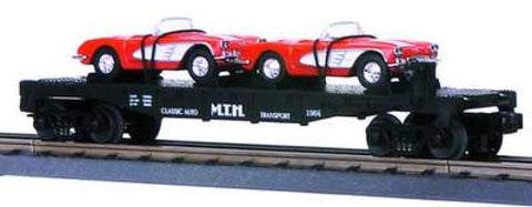 MTH # 30-7624 MTH Auto Transport Flat Car w/Ertl '64 Corvettes