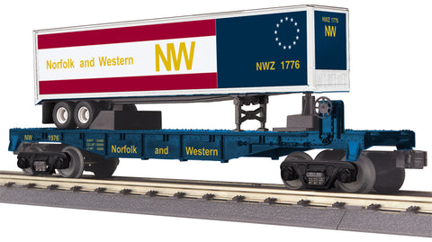 MTH # 30-76492 Norfolk & Western FlatCar w/Trailer