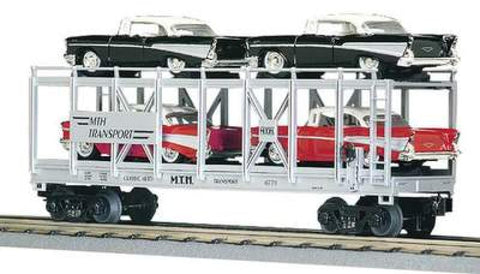 MTH # 30-7656 MTH Auto Transport Auto Carrier w/ERTL '57 Chevy's