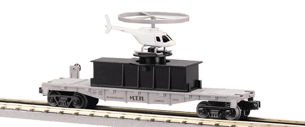 MTH # 30-7658 MTH Transport FlatCar w/Flying Helicopter
