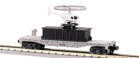 MTH # 30-7658 MTH Transport FlatCar w/Flying Helicopter