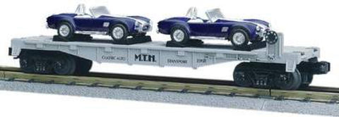 MTH # 30-7660 MTH Auto Transport FlatCar w/Ertl '65 Shelby Cobra's