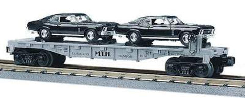 MTH # 30-7661 Auto Transport Flatcar w/Ertl '70 Nova's