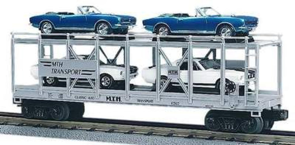 MTH # 30-7666 Auto Carrier w/Ertl '67 Camaro & '67 Shelby