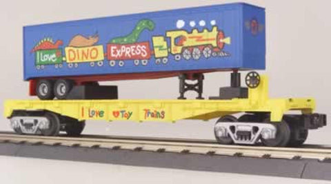 MTH # 30-7675 I Love Toy Flat Car w/ Trailer