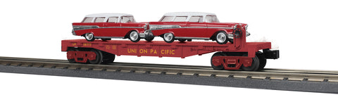 MTH # 30-76874 UP Flat Car w (2) '57 Chevy Nomands