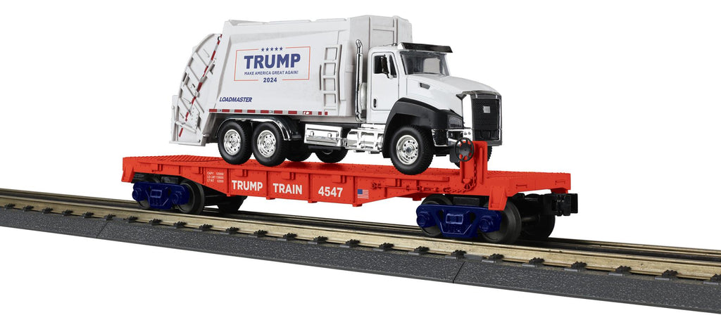 MTH # 30-76928 Donald J. Trump Flat Car with Garbage Truck