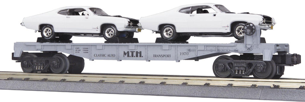 MTH # 30-7692 MTH Auto Transportation Flat Car w/Ertl '70 Ford Torino Cobra
