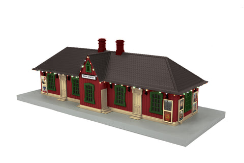 MTH # 30-90641 Main Street Country Passenger Station w/Op Christmas Lights