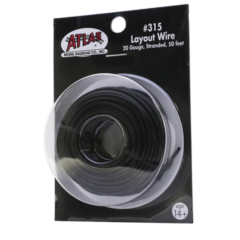 Atlas # 0315 20Gauge,Stranded,50 Feet Layout Wire/Black