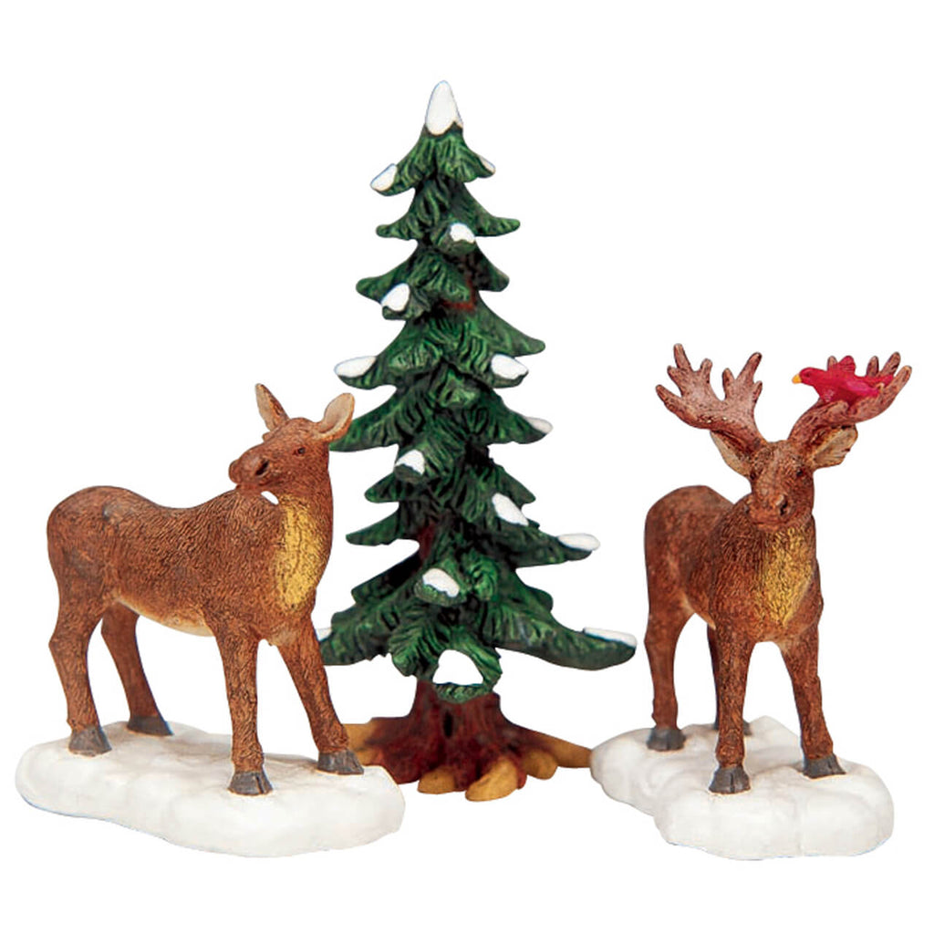 Lemax # 32725 Mr. And Mrs Moose, Set Of 3