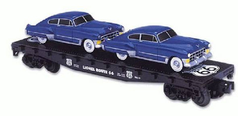 Lionel # 17560 FlatCar w/2 Route 66 Sedans