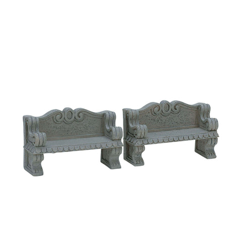 Lemax # 74612 Stone Bench Set Of 2