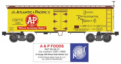 RMT # 8619927 A&P Foods 36ft Wood Side Reefer Car