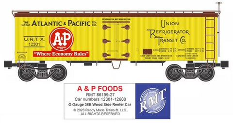RMT # 8619927 A&P Foods 36ft Wood Side Reefer Car