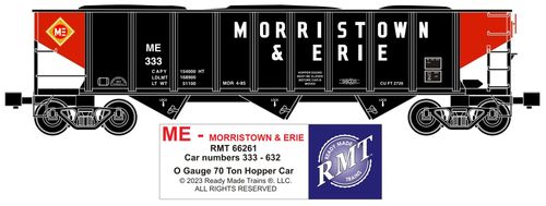 RMT # 66261-3 Morristown & Erie 3-Bay Hopper Car