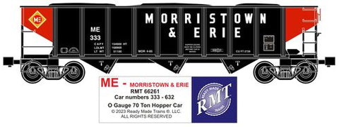 RMT # 66261-3 Morristown & Erie 3-Bay Hopper Car