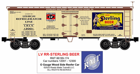 RMT # 86199-174 STERLING BEER 36ft WOOD SIDE REEFER CAR