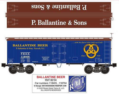 RMT # 86194 Ballentine Beer Wood Side Reefer Car