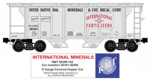 RMT # 86399-102 INTL MINERALS 34ft 2-BAY HOPPER CAR