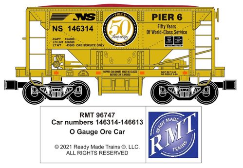 RMT # 96747 NS Norfolk Southern "Pier 6" Ore Car O Scale