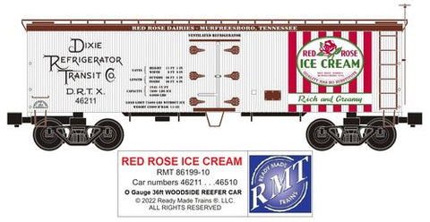 RMT # 86199-10 Red Rose Ice Cream Wood Side Reefer Car