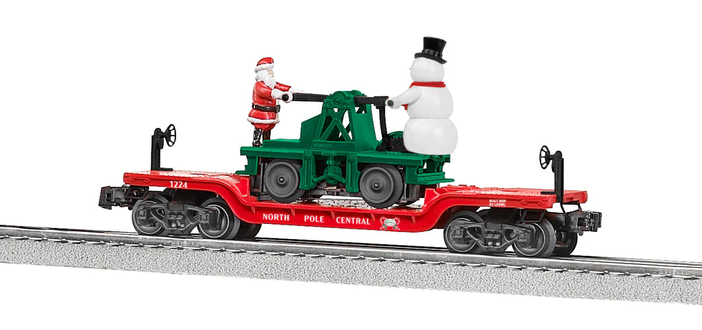 Lionel # 2128260 North Pole Central Flatcar With Handcar