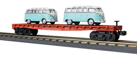 MTH # 30-76678 Illinois Central Flat Car w/2 VW Bus