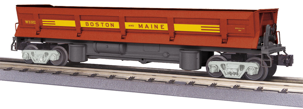MTH # 30-79359 Boston and Maine Dump Car w/ Operating Bay and Pipe Load